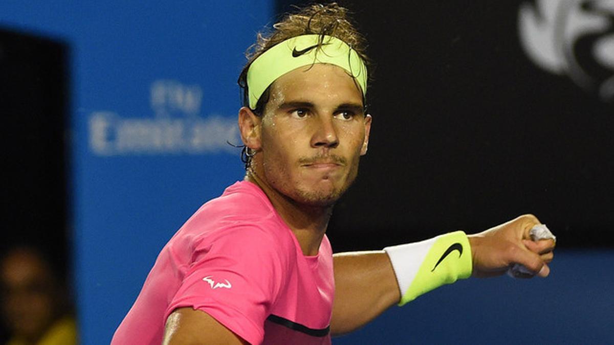 Nadal celebra el pase a octavos de final del Abierto de Australia.