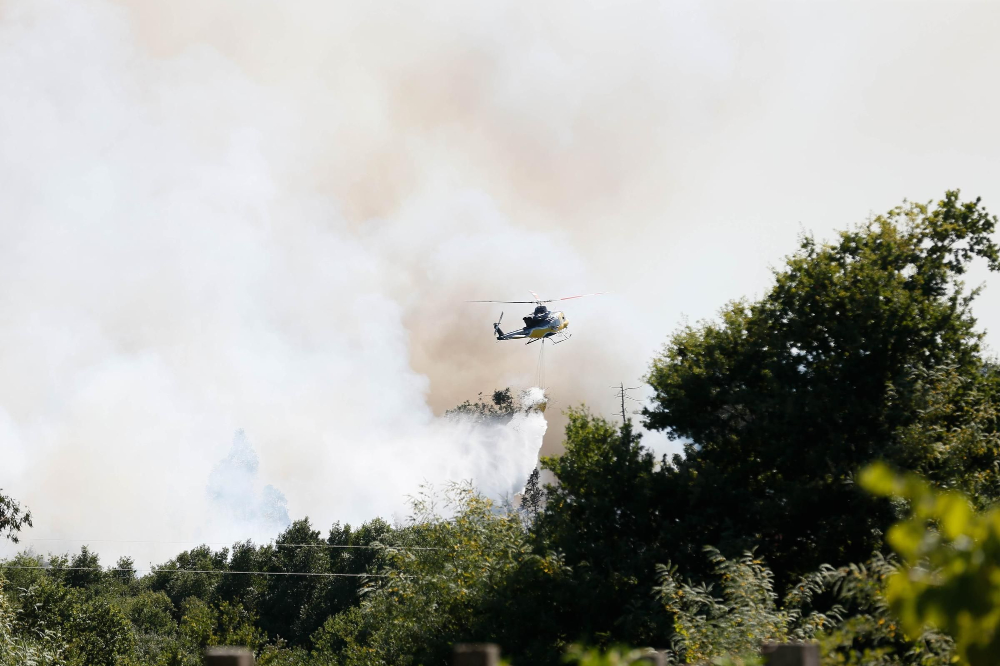 Un incendio avanza en la parroquia de Pesqueiras, en Salvaterra