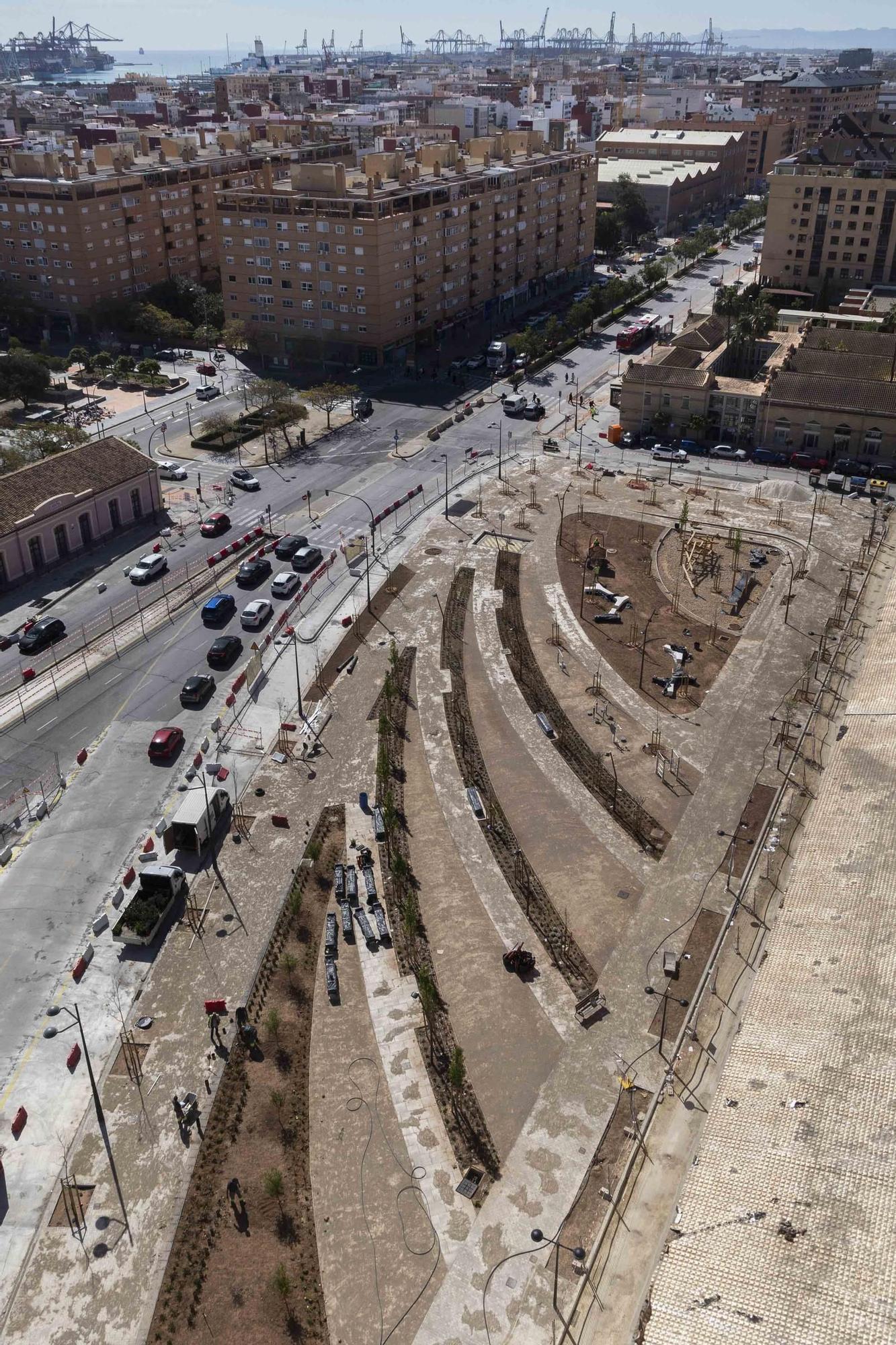 Así avanzan las obras del bosque urbano del Cabanyal