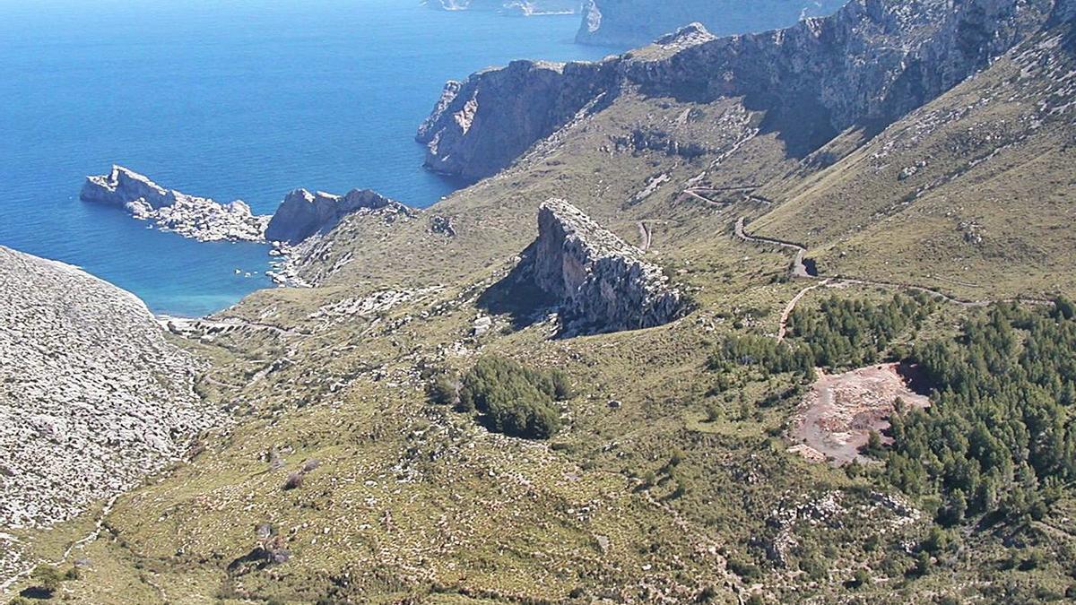 Imagen aérea de la costa de la finca de Ternelles, en Pollença.