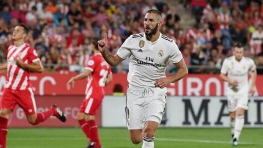 Benzema va ser tot un maldecap per a la defensa gironina