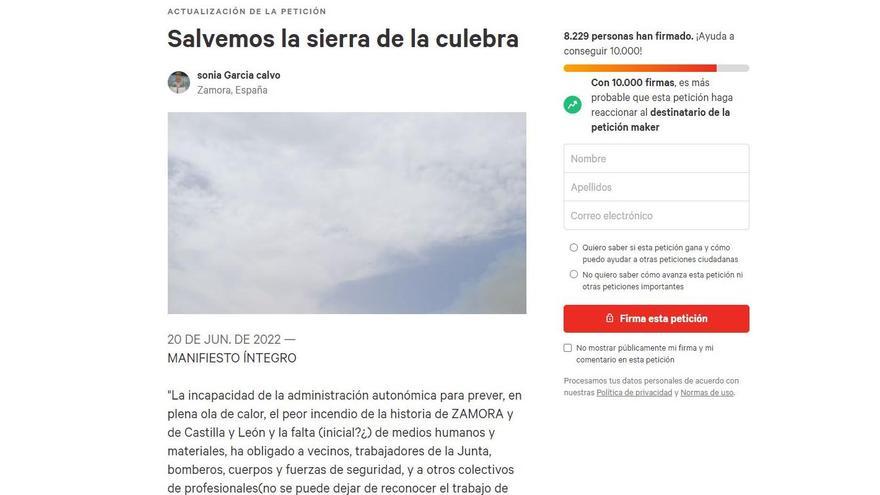 Recogida de firmas para salvar la sierra de la Culebra
