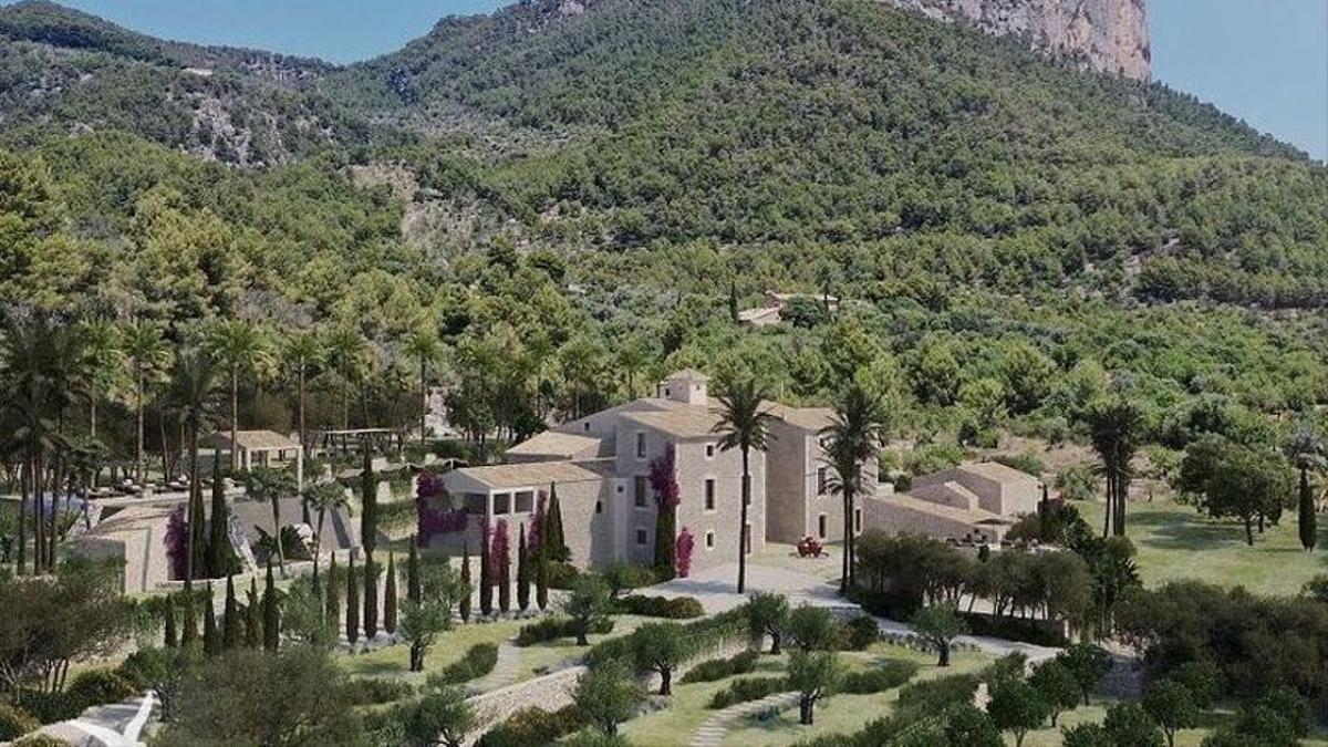 Recreación en el portal de Living Blue del exterior de Son Curt tras la reforma que anuncian que finalizará en 2024. / LIVING BLUE