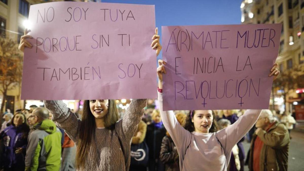Manifestación del Día de la Mujer en València en 2018.