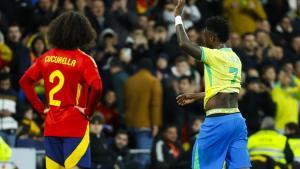 Vinicius en el partido amistoso ante España