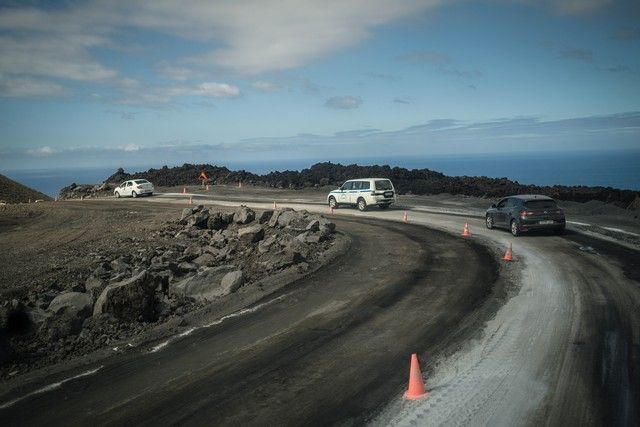 Carreteras por las coladas de lava de La Palma