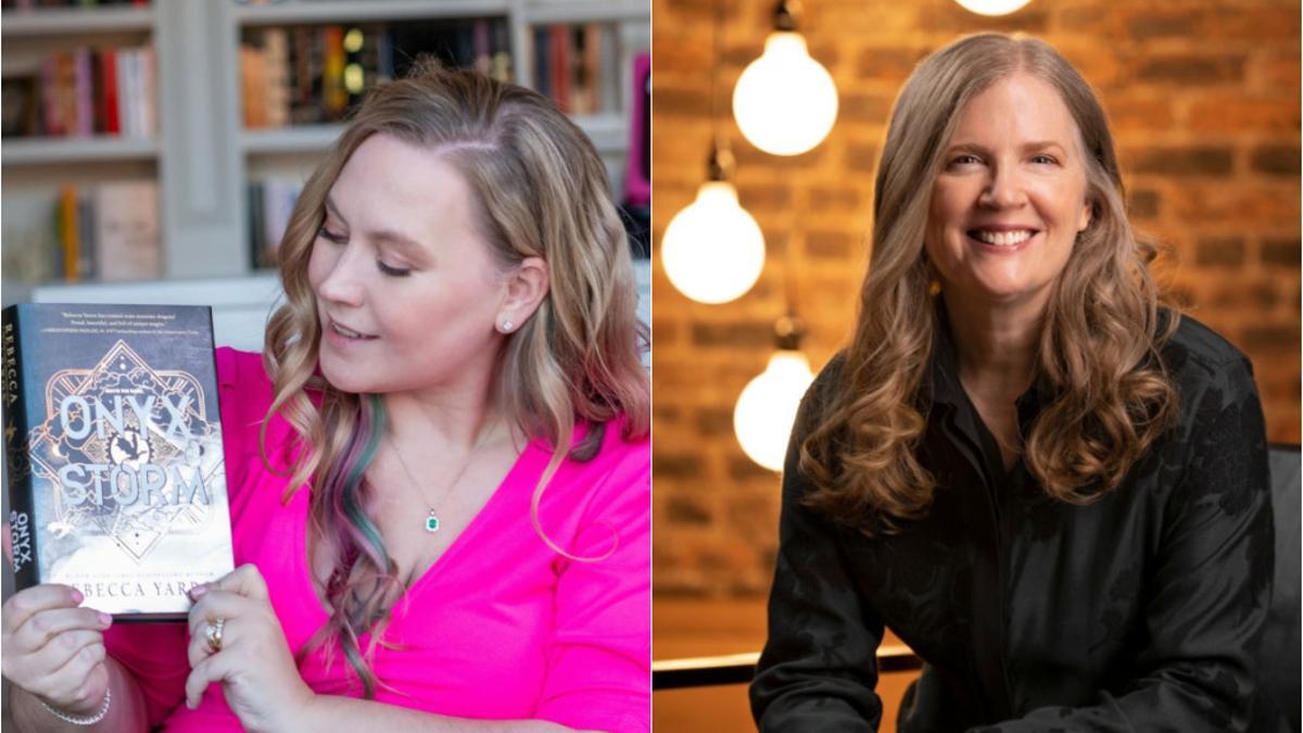 Rebecca Yarros (i) y Suzanne Collins (d)