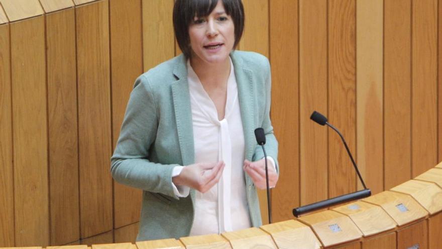 Ana Pontón, esta mañana, en el estrado del Parlamento de Galicia.