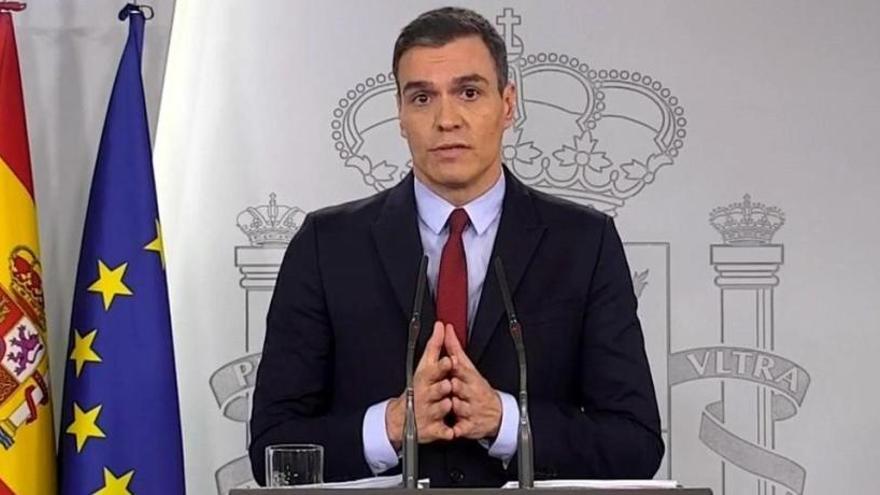 Pedro SÃ¡nchez, durante su comparecencia.