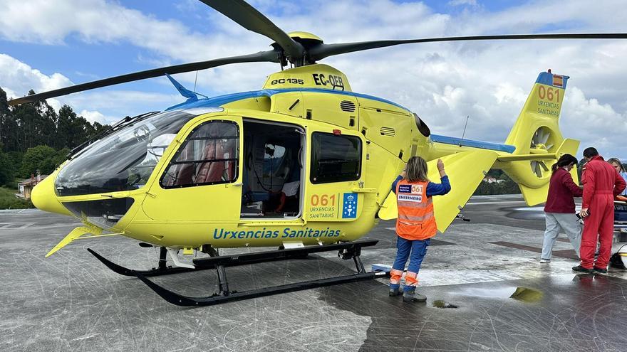 El helicóptero medicalizado evacúa a un ciclista atropellado en Brión