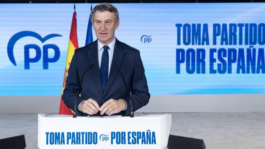Alberto Núñez Feijóo, ahir durant el balanç de l’any 2025 fet a la seu del PP de Madrid. | EDUARDO PARRA / EUROPA PRESS