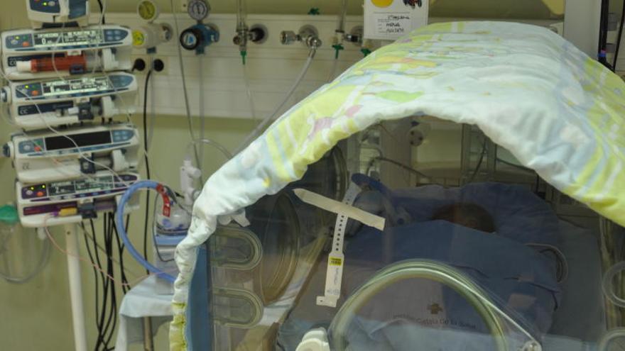 Un nadó, a la UCI Neonatal de l&#039;hospital Josep Trueta de Girona, en una imatge d&#039;arxiu.