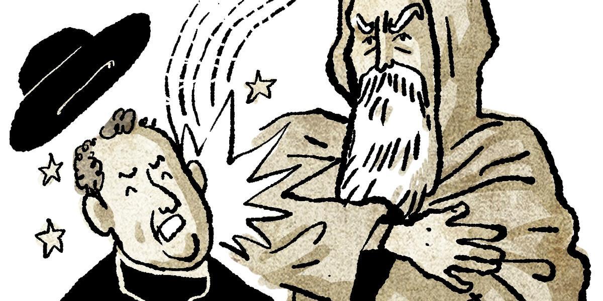 El abad pegando al cura, según la recreación de Alfonso Zapico