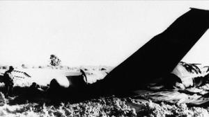 Parte del fuselaje de uno de los aviones norteamericanos que se estrellaron en Palomares con cuatro bombas.