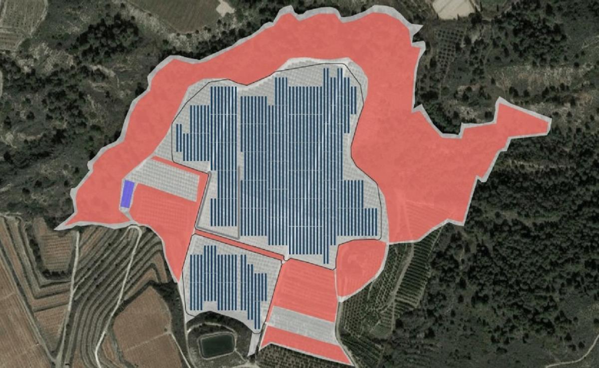 Zona ocupada por los paneles solares en la planta del Coto de Nando.