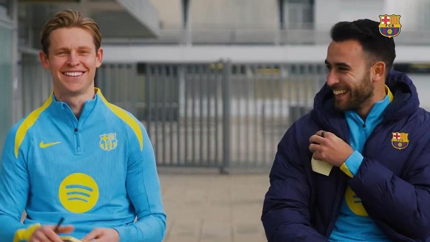 Frenkie de Jong y Eric García se retan en el Guess Who? más divertido del Barça