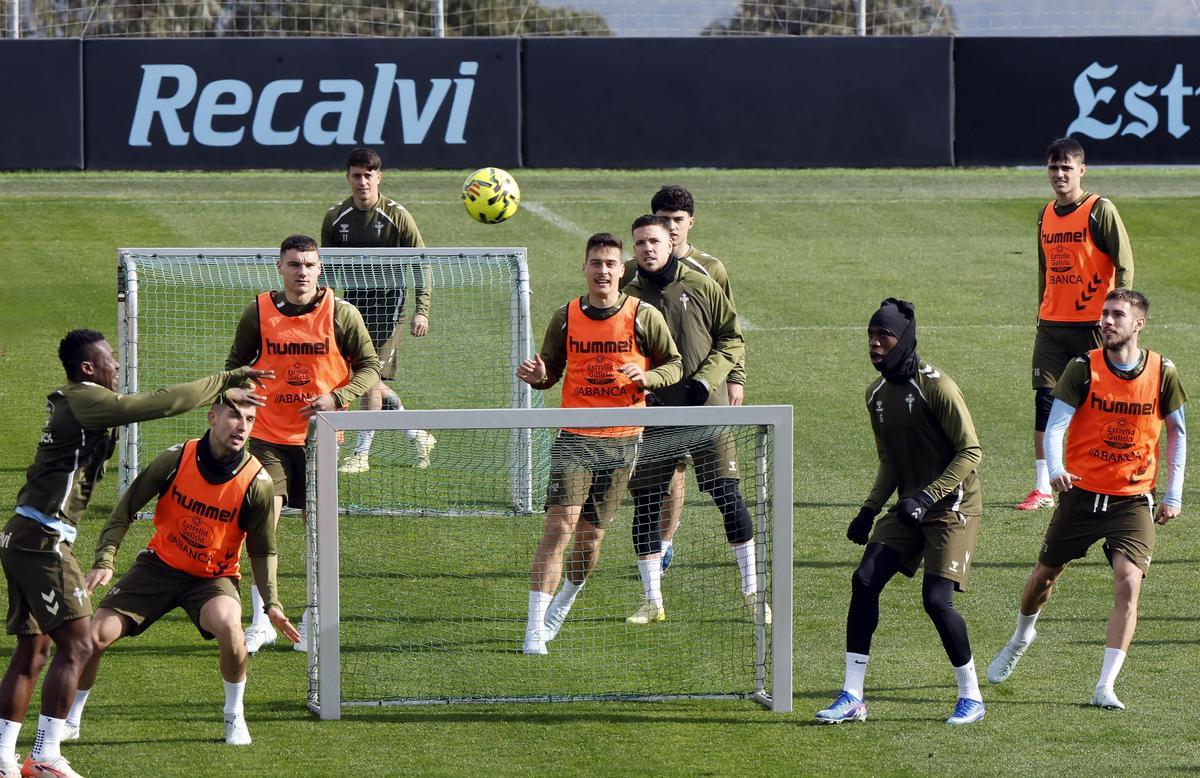 Entrenamiento del Celta este sábado en Afouteza.