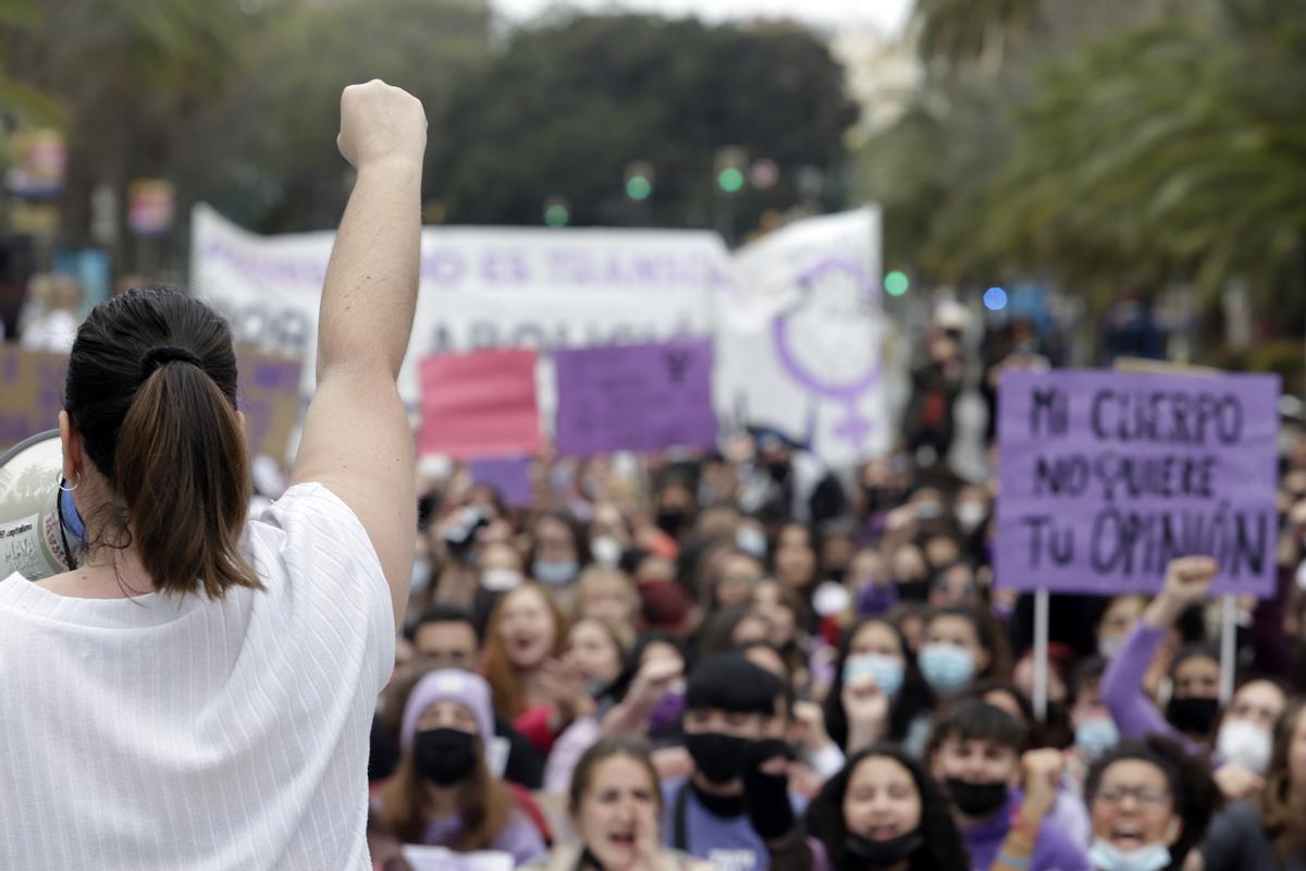 Manifestación feminista del sindicato de estudiantes en el 8M.
