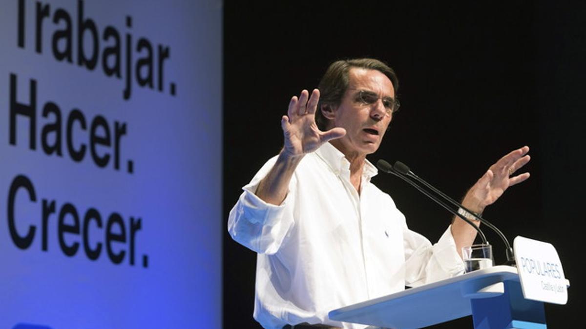 José María Aznar, durante su intervención en un acto de campaña electoral