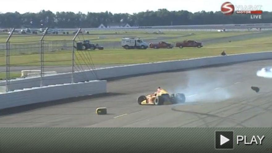 Imagen del accidente en el circuito Pocono Raceway de EEUU.