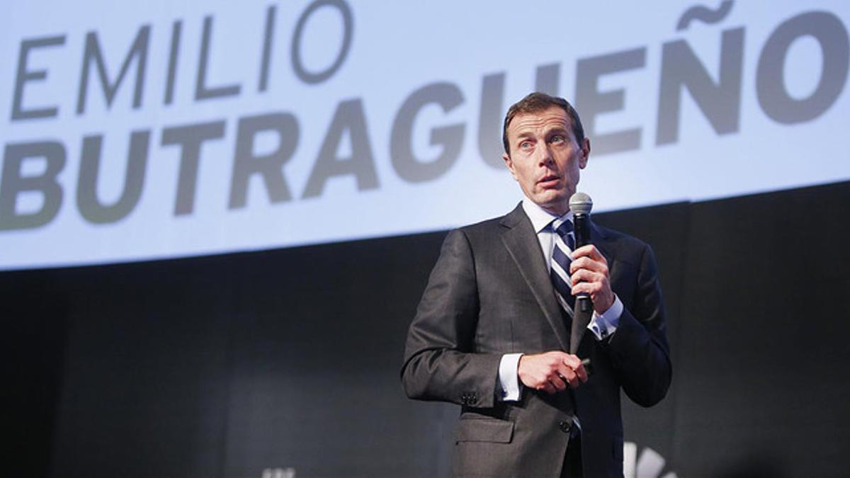 Emilio Butragueño, director de relaciones institucionales del Madrid, durante su intervención en un congreso