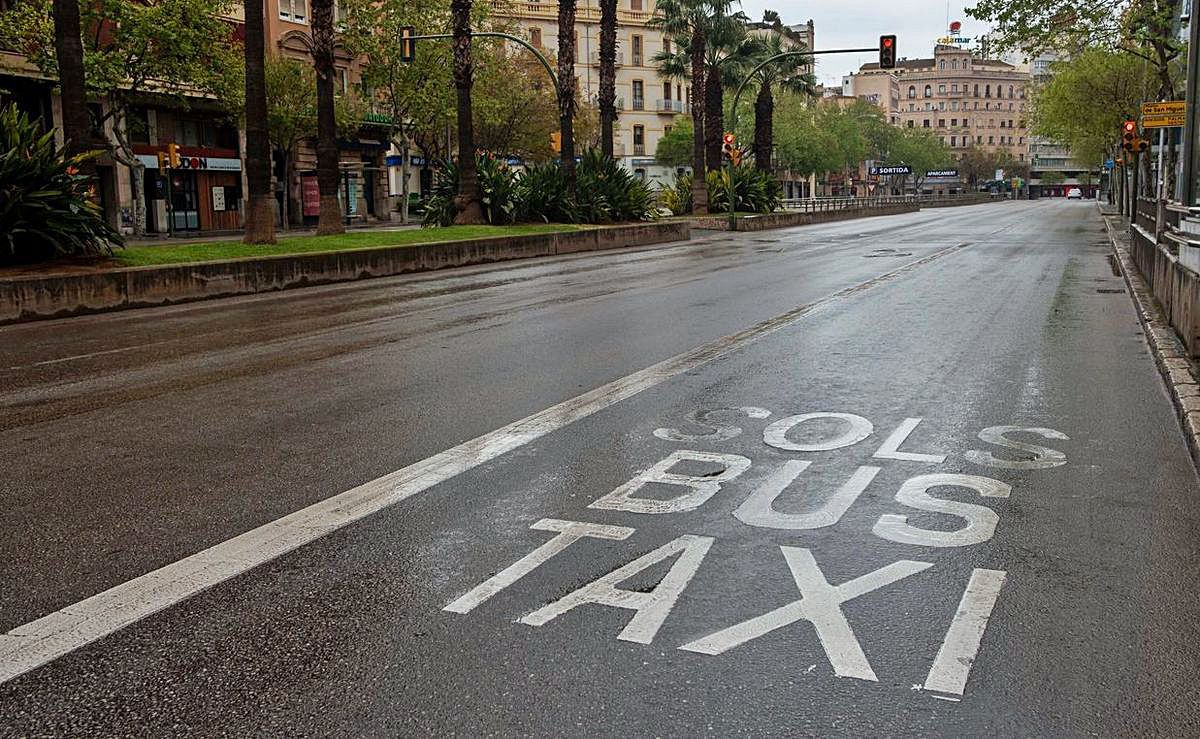 Las Avenidas de Palma sin coches durante el confinamiento total. 