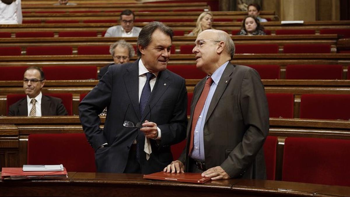 Artus Mas y Boi Ruiz, en el Parlament