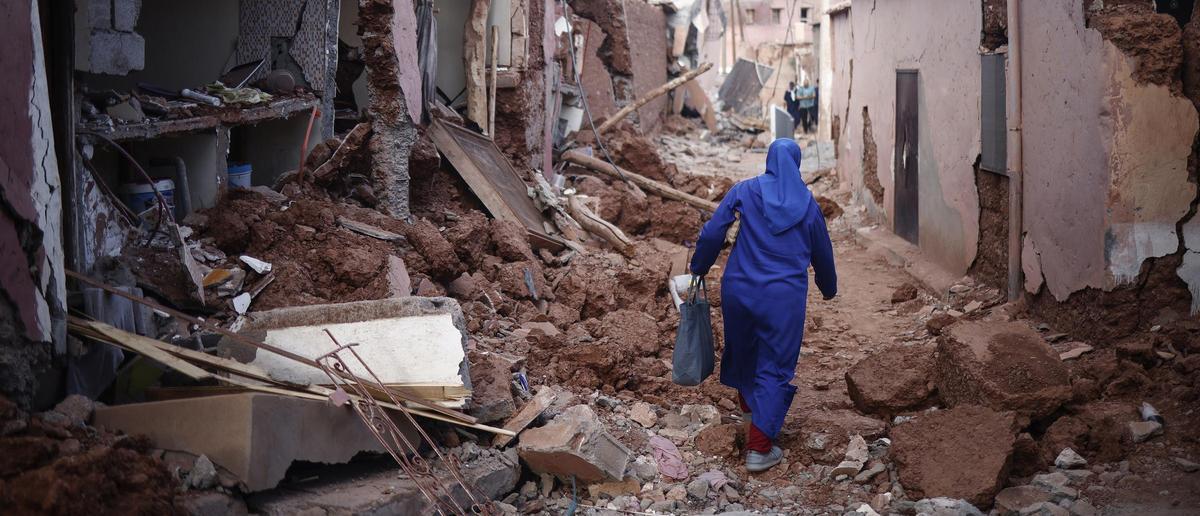 La ciudad de Ouirgane (provincia de Al Haouz, Marruecos) en ruinas tras el terremoto.