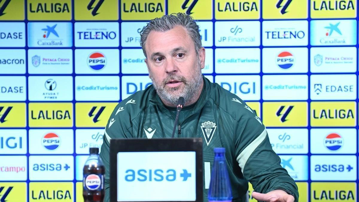 Sergio González, entrenador del Cádiz CF, en la rueda de prensa previa a recibir al Málaga CF.