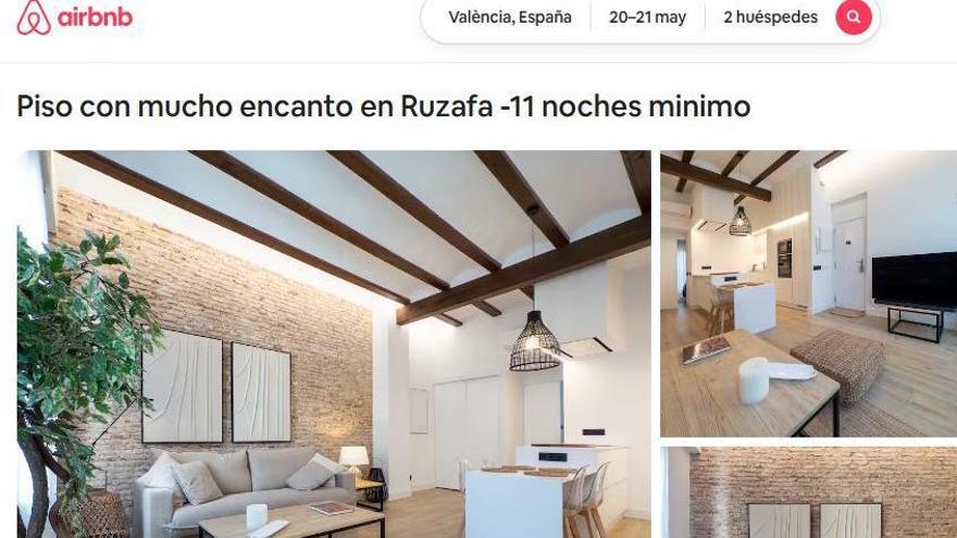 Apartamento turístico anunciado en Airbnb por una estancia mínima de 11 días