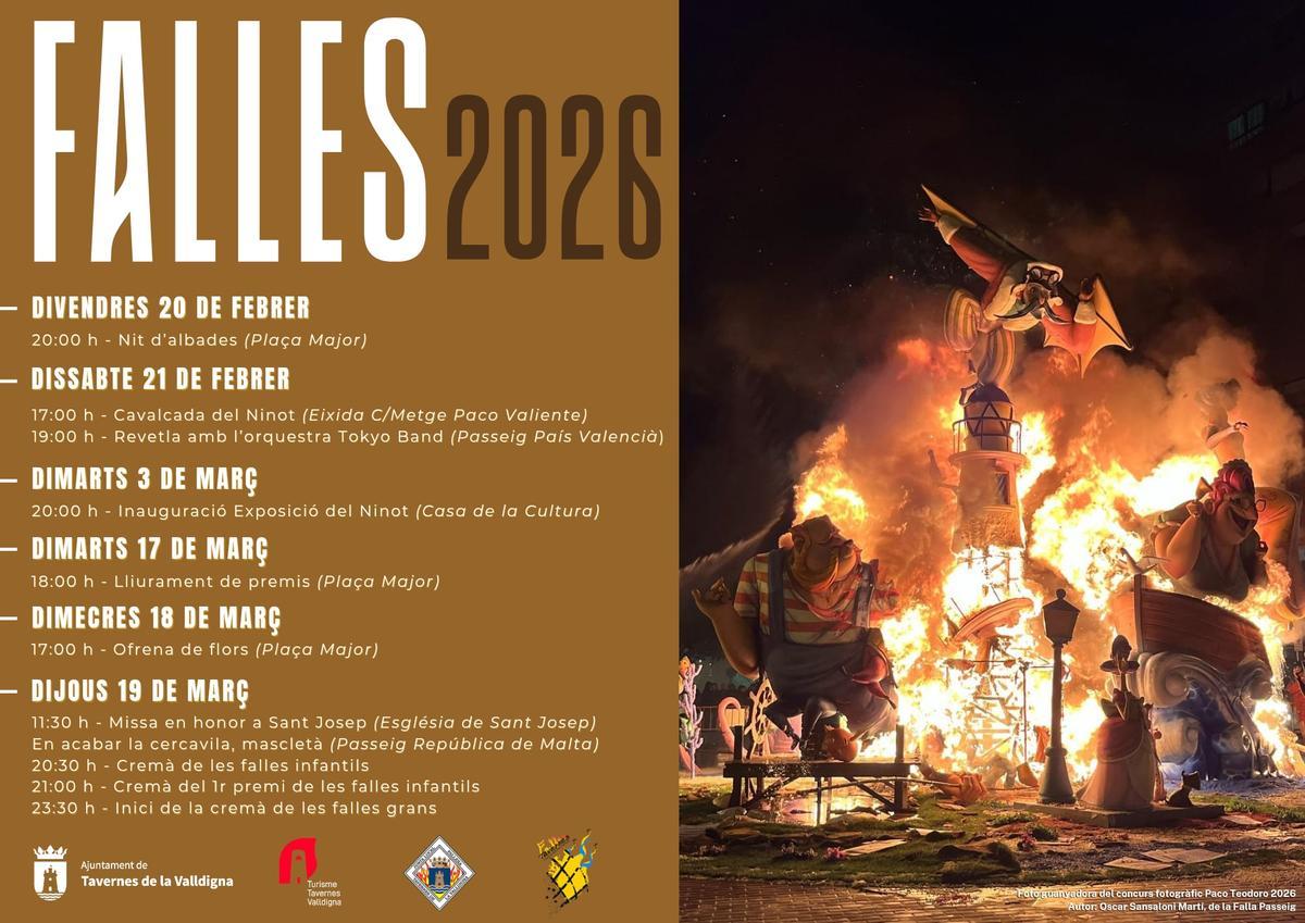 Cartel oficial de las Fallas 2026 en Tavernes.
