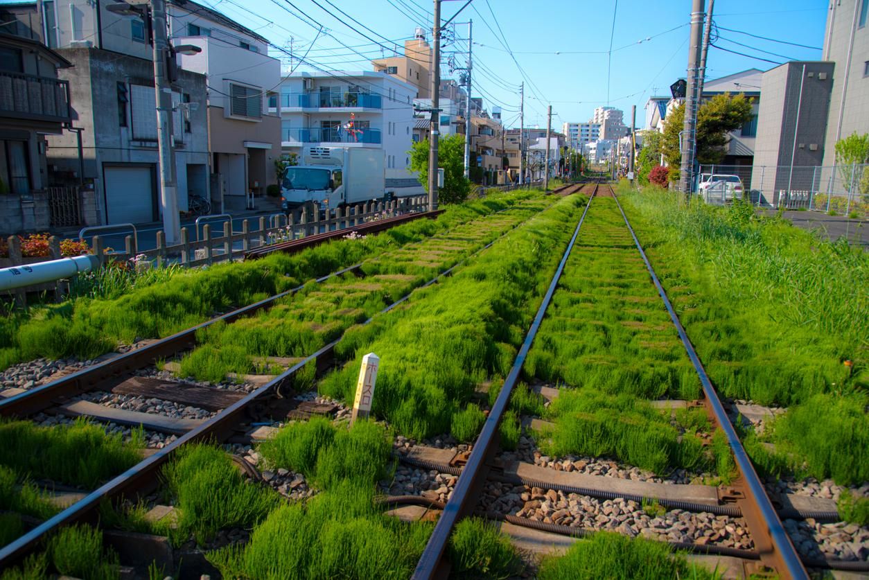 Las vías dividen el barrio residencial de Setagaya.
