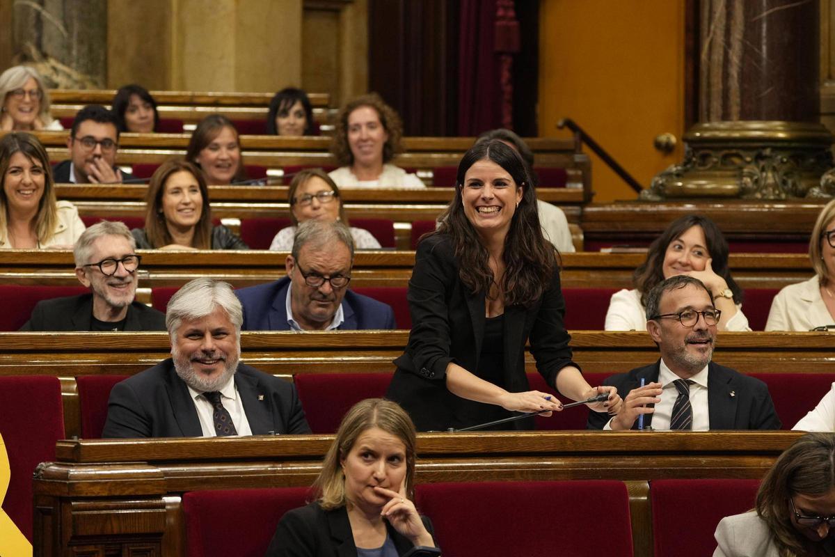 La portavoz de Junts en el Parlament, Mònica Sales, este jueves en el Parlament.
