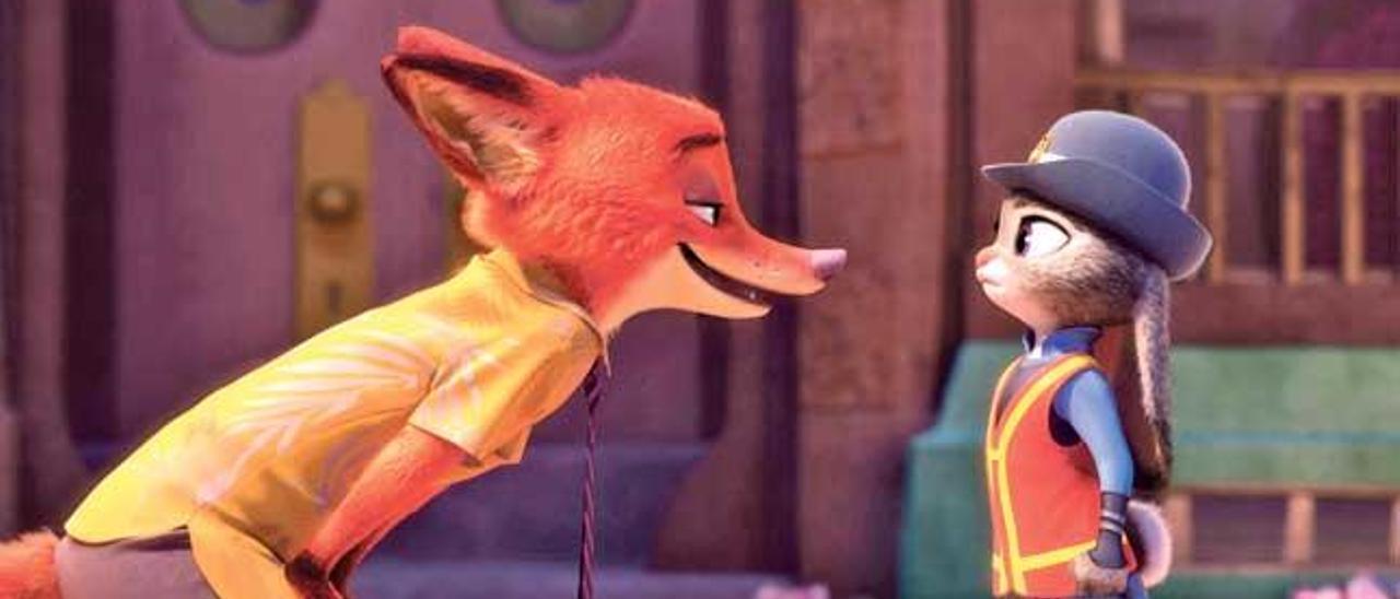 El zorro Nick Wilde y la coneja Judy Hops, una pareja particular.