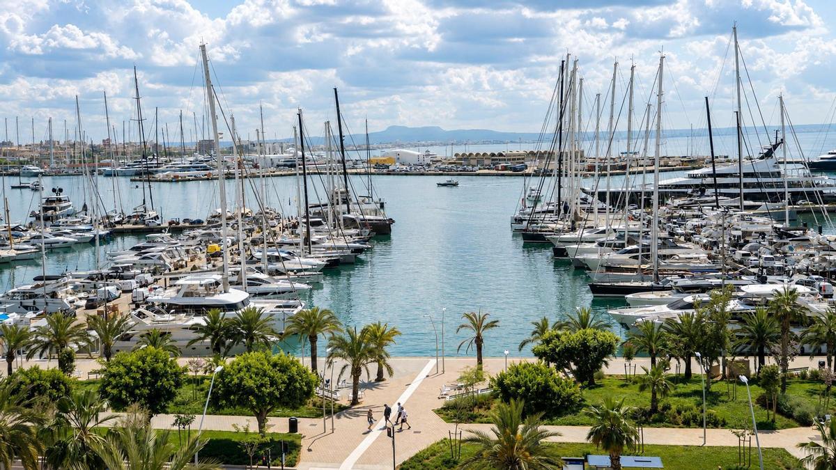 Der Ausblick auf den Hafen von Palma von der Terrasse des FITZ Mallorca Gebäudes
