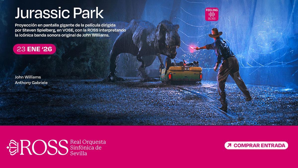 La ROSS interpreta en directo la icónica banda sonora de Jurassic Park durante la proyección de la película en pantalla gigante en el Auditorio FIBES