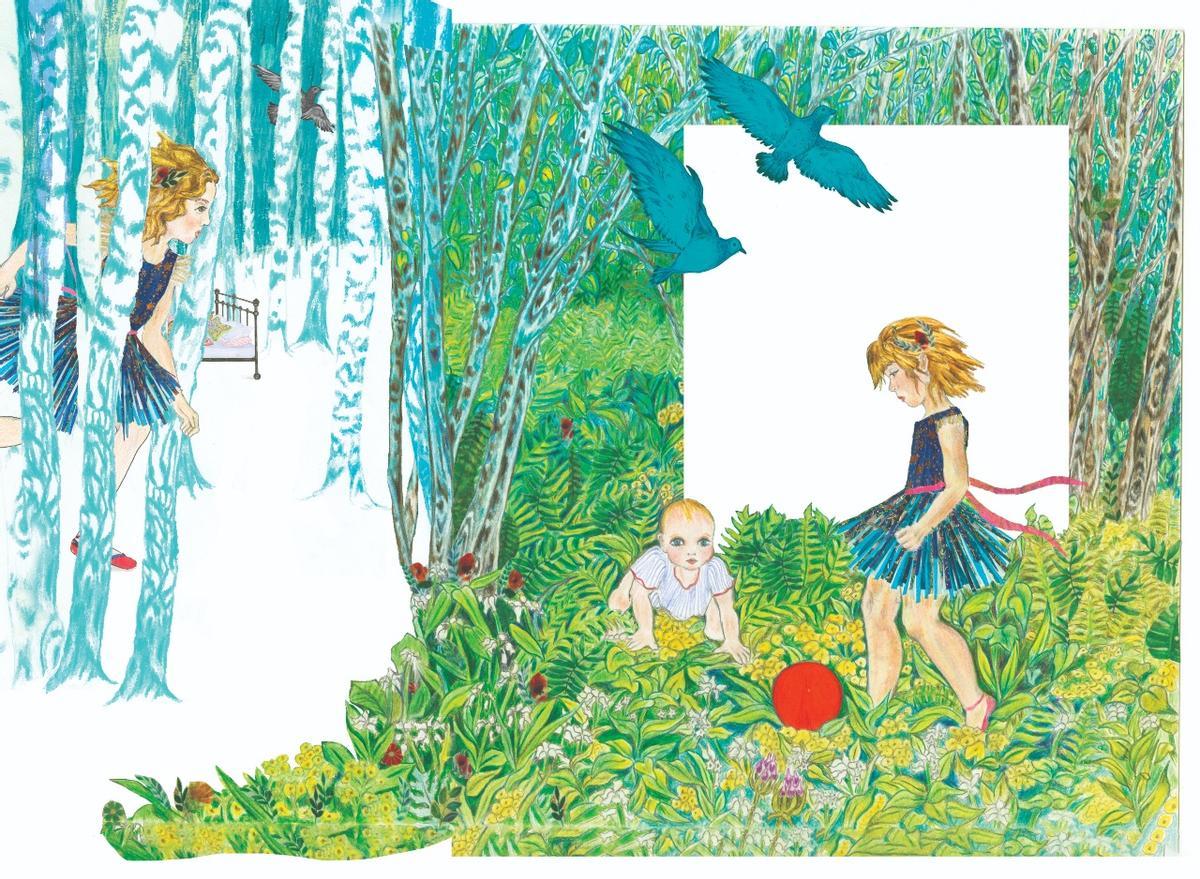 A la derecha del jardín imaginario, Edie y Delilah, las hijas de la actriz y protagonistas de su primer cuento.