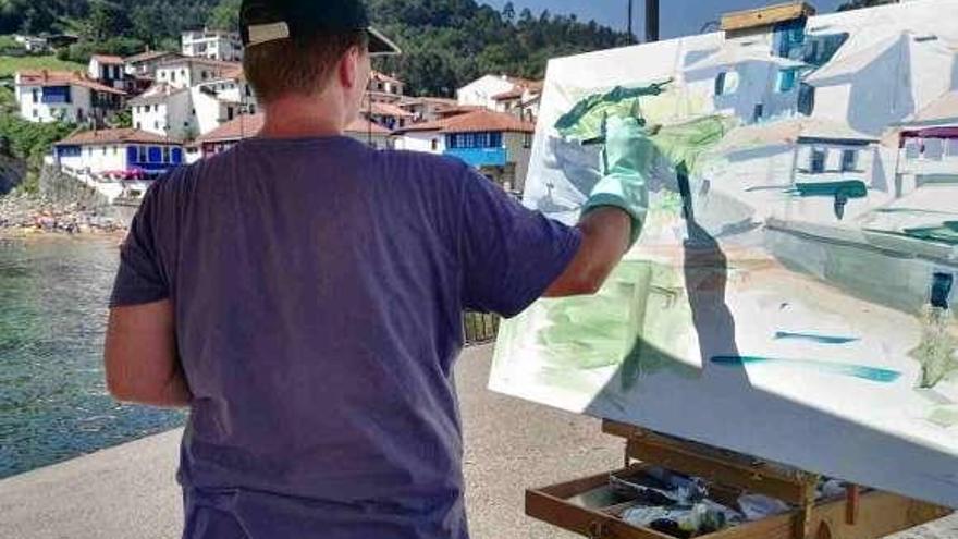 Carlos Espiga gana por segunda vez el concurso de pintura &quot;Puertu de Tazones&quot;
