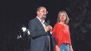 Pilar Alegría y Javier Lambán, el pasado mes de julio, en el cierre de campaña del PSOE para las generales.