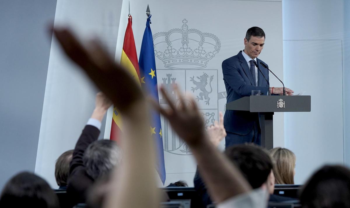 El president del Gobierno, Pedro Sánchez, este viernes en La Moncloa.