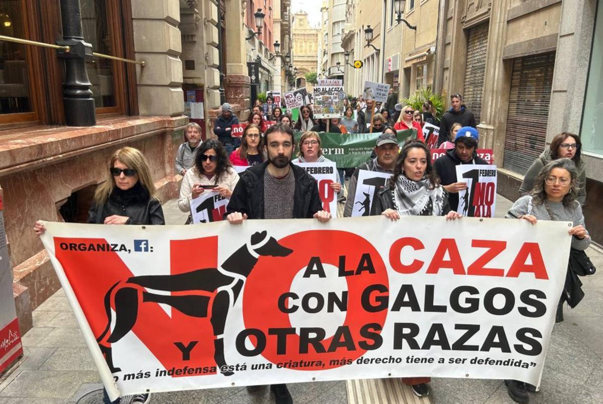 La manifestación a su paso por el centro de Murcia.