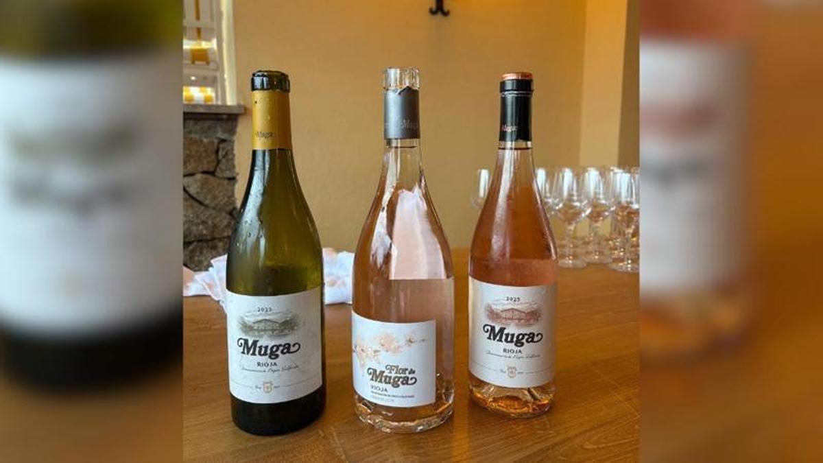 Els tres primers vins Muga que es van servir durant la benvinguda a l'acte.