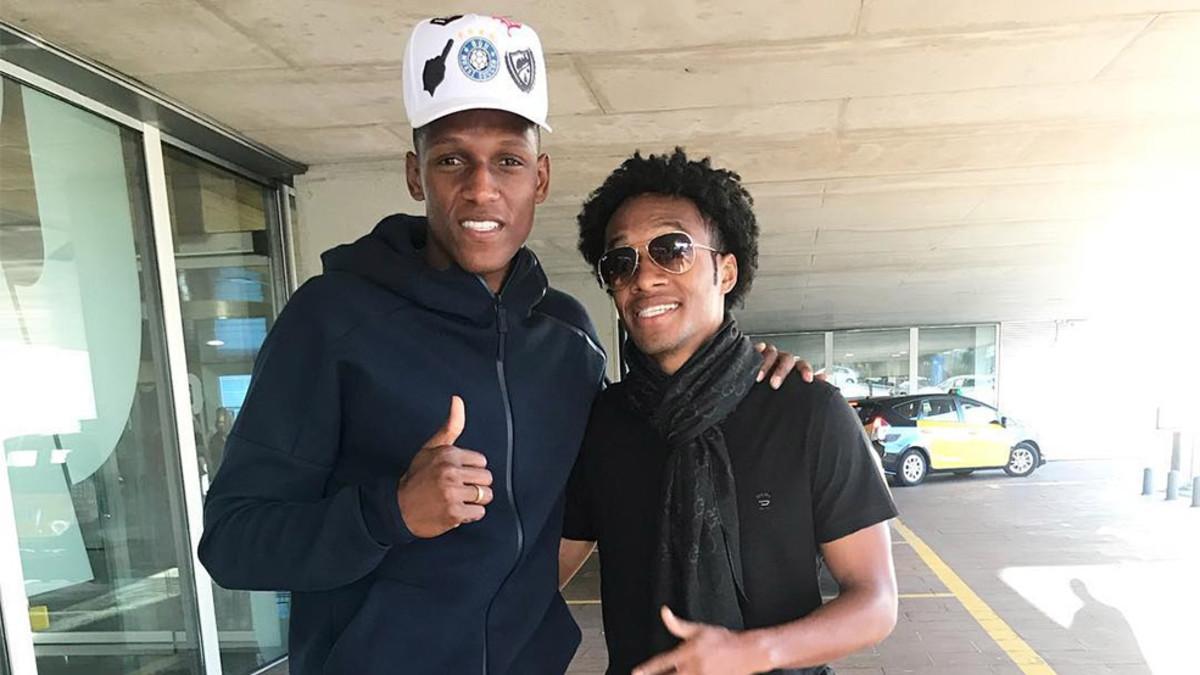 Yerry Mina y Cuadrado, juntos en Barcelona