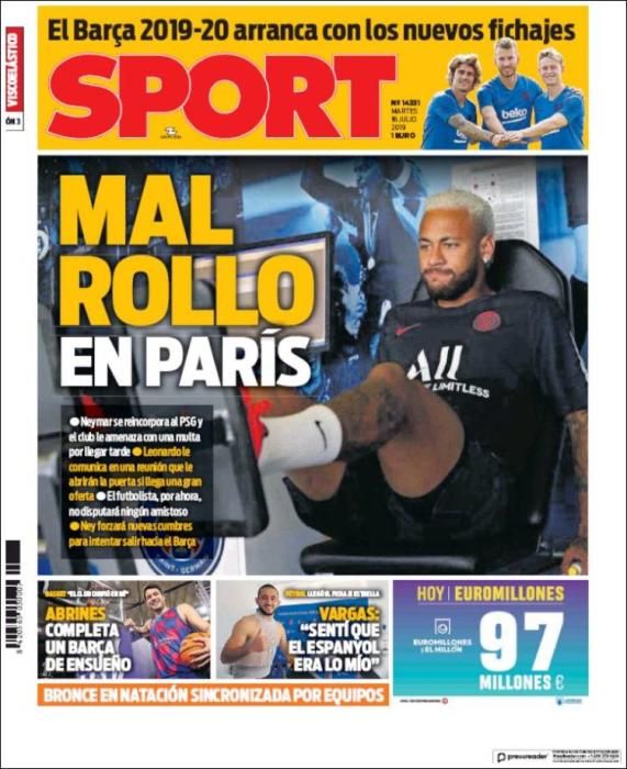 Portada SPORT martes 16 julio 2019