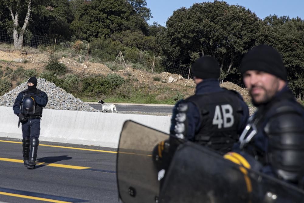 Una acció del Tsunami Democràtic talla l'AP-7 a la Jonquera