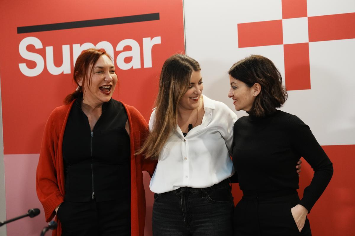 La candidata de Sumar a Lehendakari, Alba García y la ministra de Juventud e Infancia, Sira Rego.