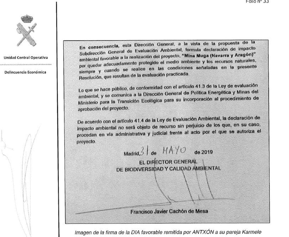 Imagen del sumario del caso Koldo sobre los túneles de Belate