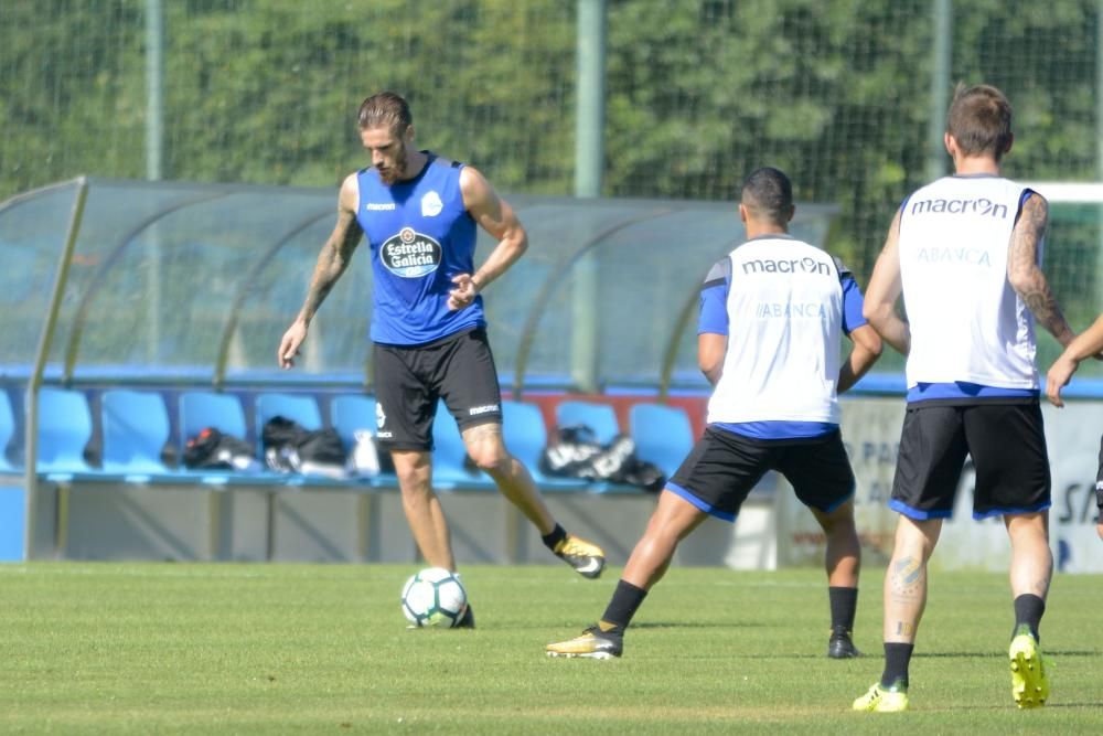 Entrenamiento en la ciudad deportiva de Abegondo el 16 de agosto de 2017.