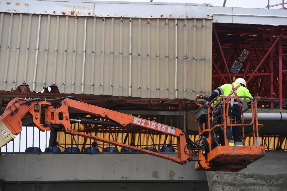 Obras de rehabilitación de las cubiertas de Riazor