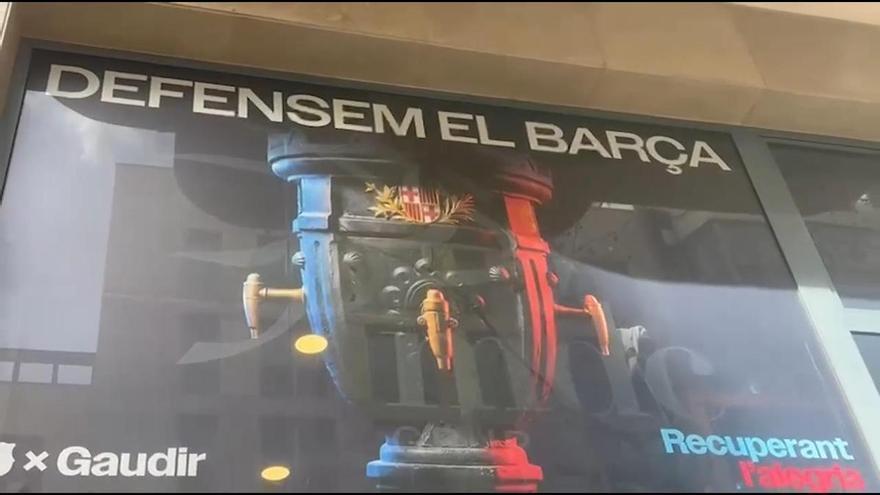 Todo a punto en la sede electoral de Joan Laporta para la presentación de su precandidatura.